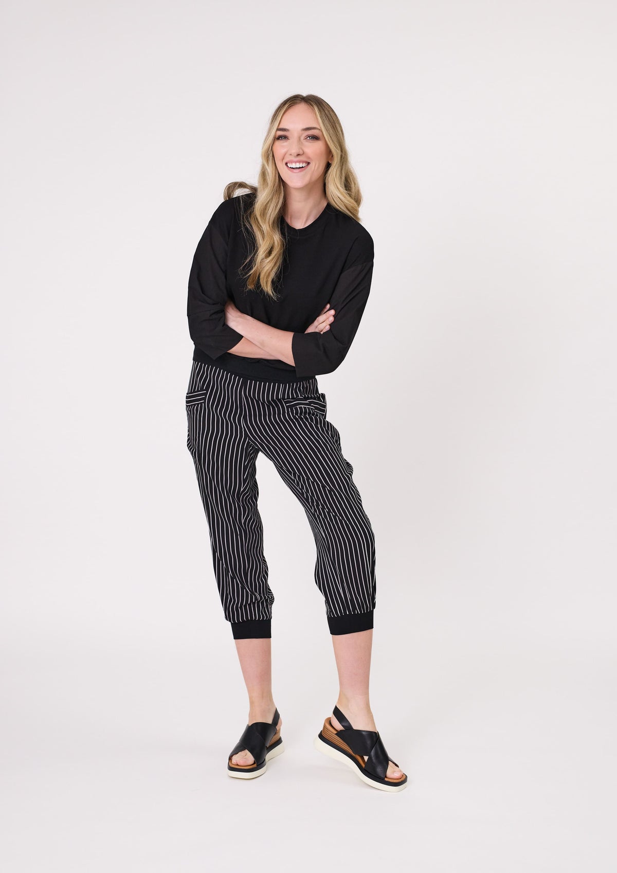 Lemon Tree Harem Pant - Black/White Stripe