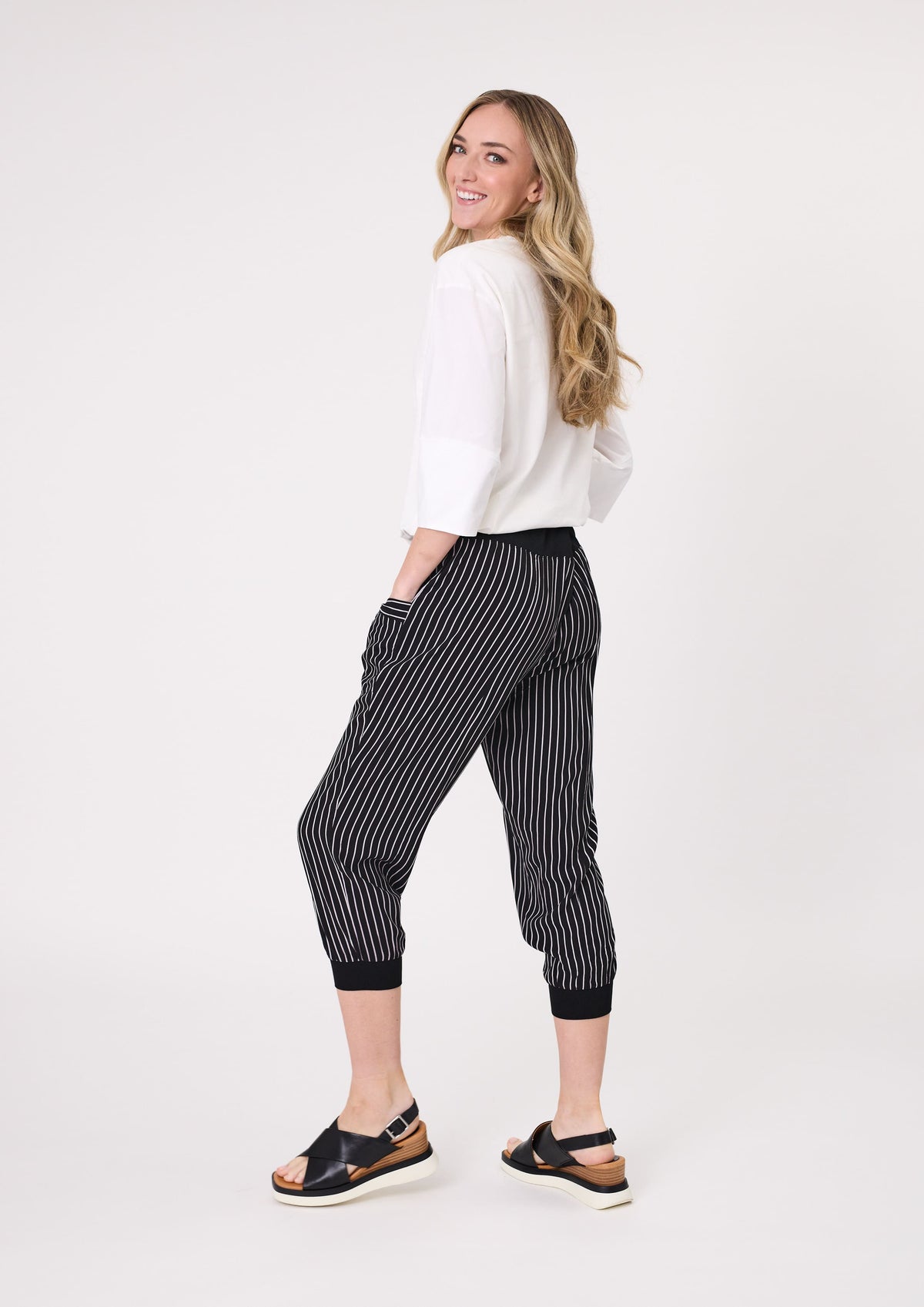 Lemon Tree Harem Pant - Black/White Stripe