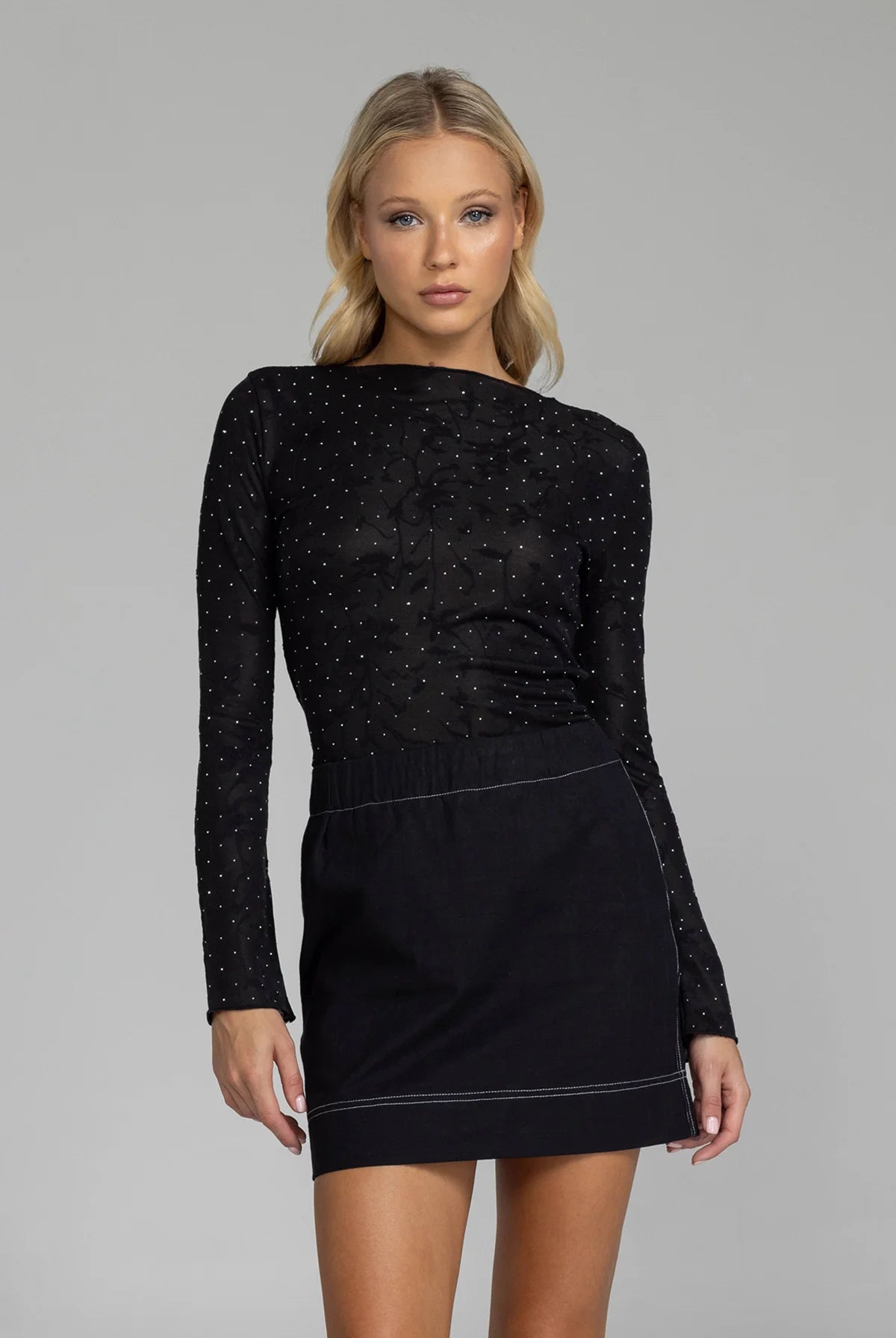 Blak Gigi Top - Black Lace w Diamantés
