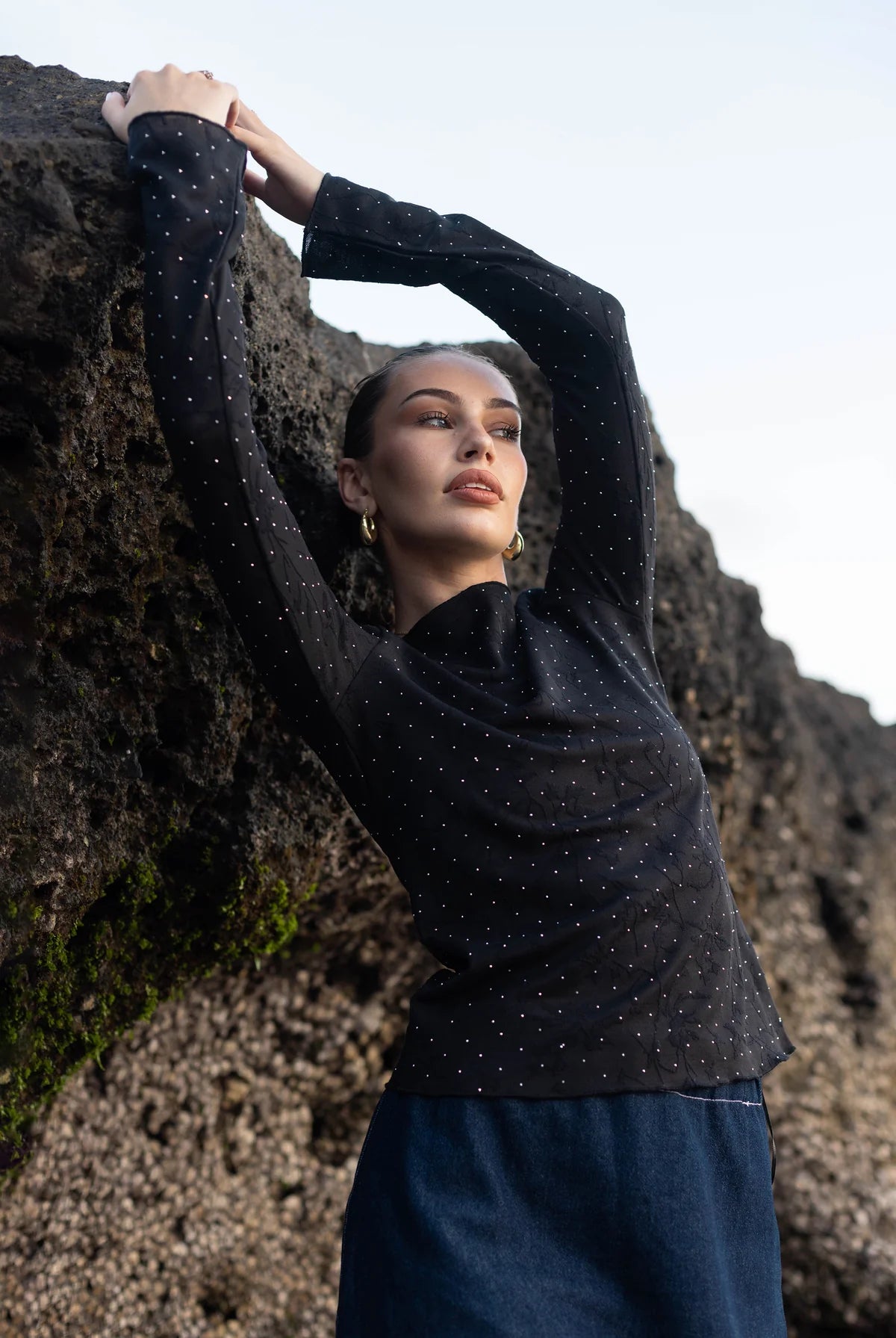 Blak Gigi Top - Black Lace w Diamantés