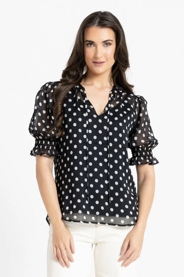 Leila & Luca Honey Blouse - Black & White Spot