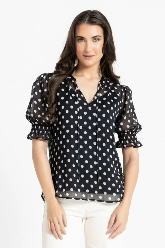 Leila & Luca Honey Blouse - Black & White Spot
