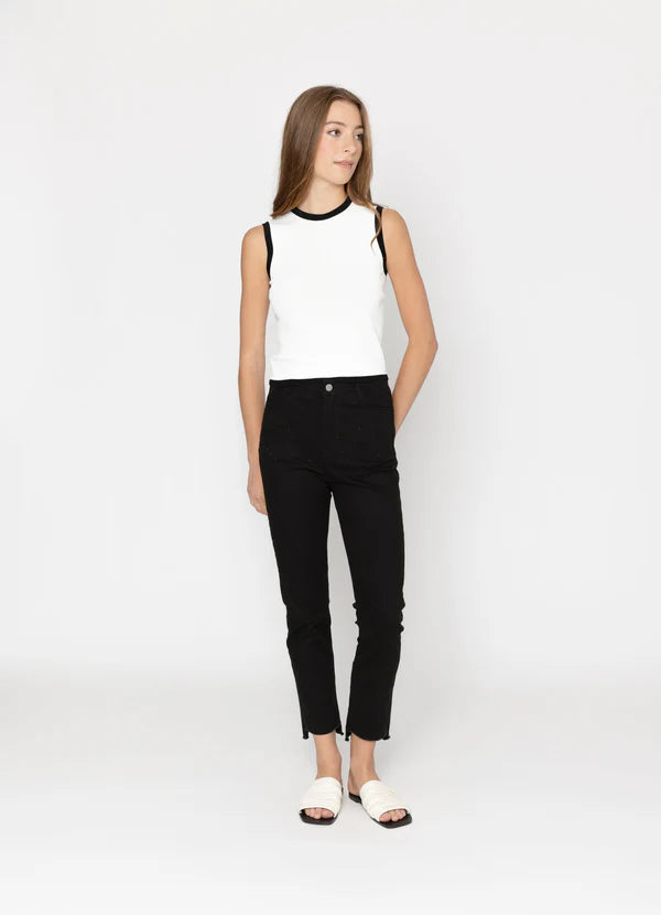 Two By Two Cassia Top - White w Black Trim
