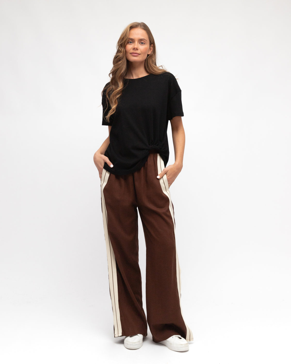 Label Of Love Pants - Choc w Stripe