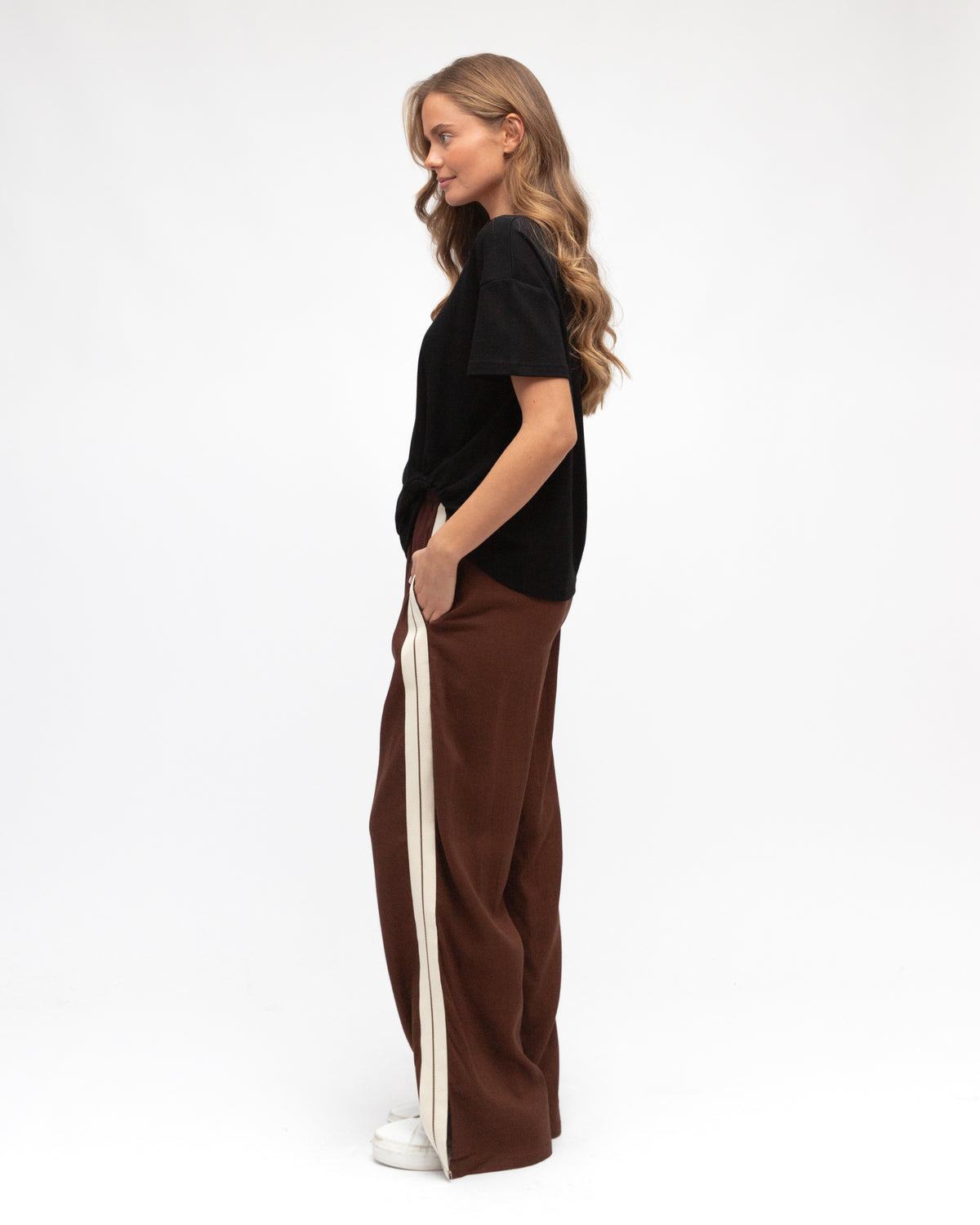 Label Of Love Pants - Choc w Stripe