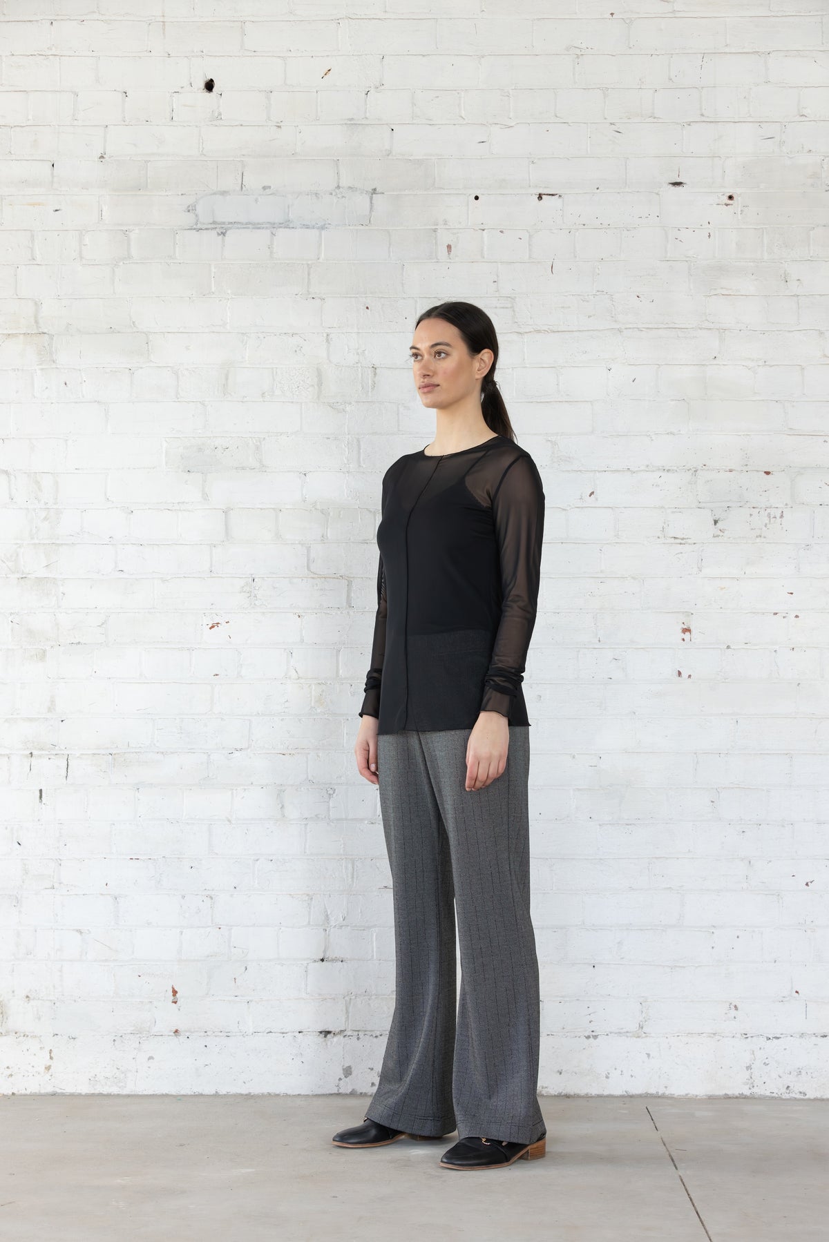 Dressed Lattice Mesh Top - Black