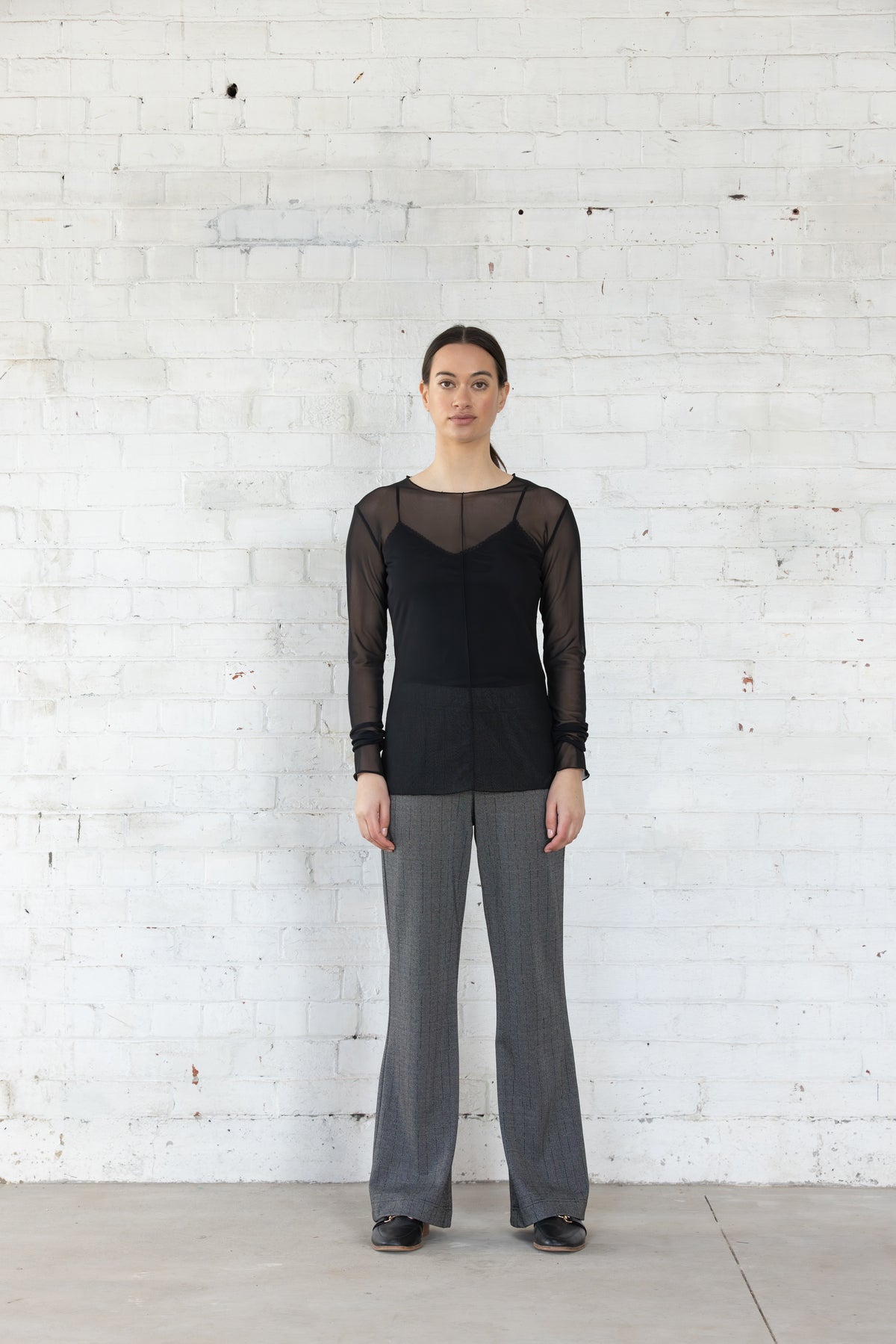 Dressed Lattice Mesh Top - Black