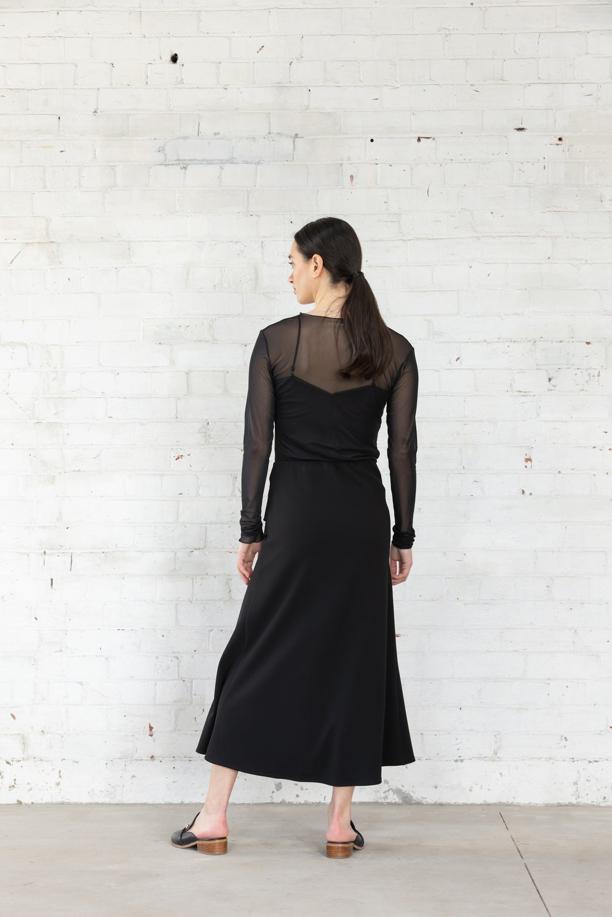 Dressed Lattice Mesh Top - Black