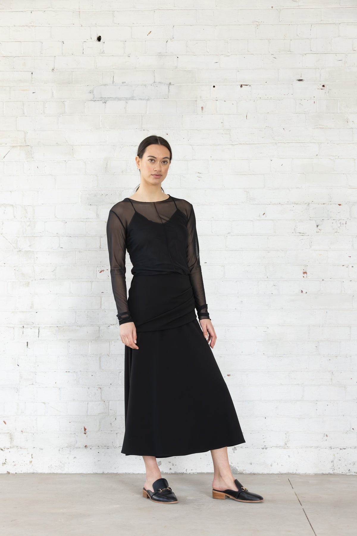 Dressed Lattice Mesh Top - Black