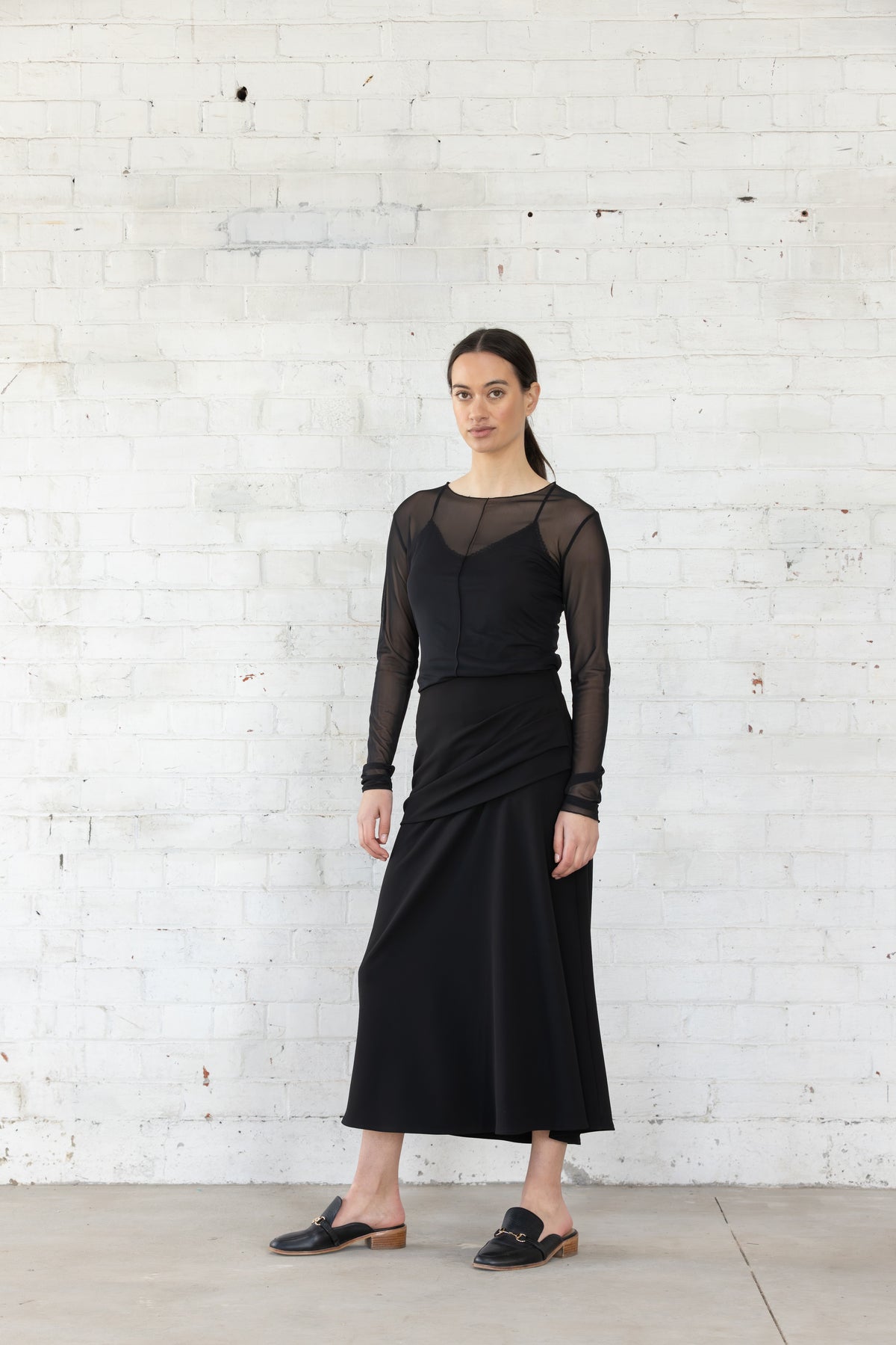 Dressed Lattice Mesh Top - Black