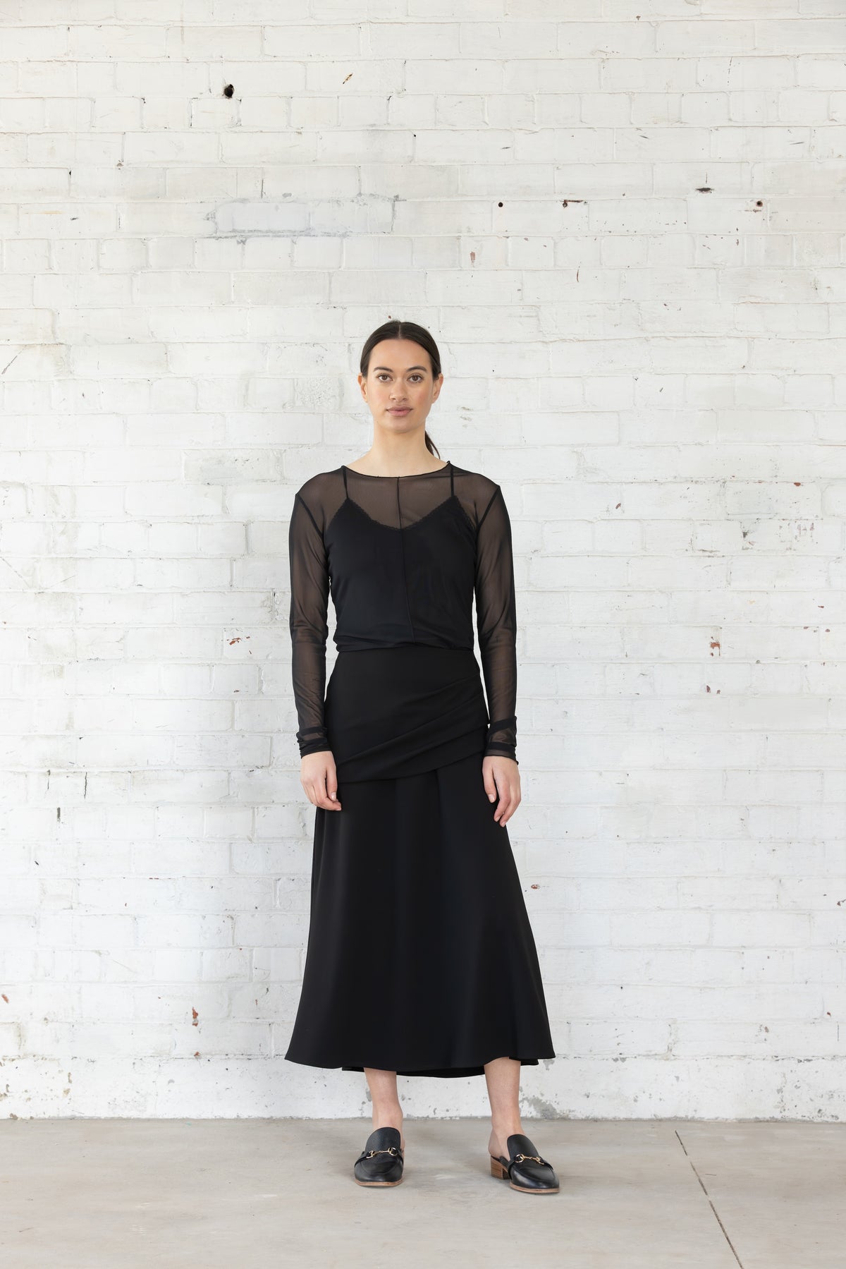 Dressed Lattice Mesh Top - Black