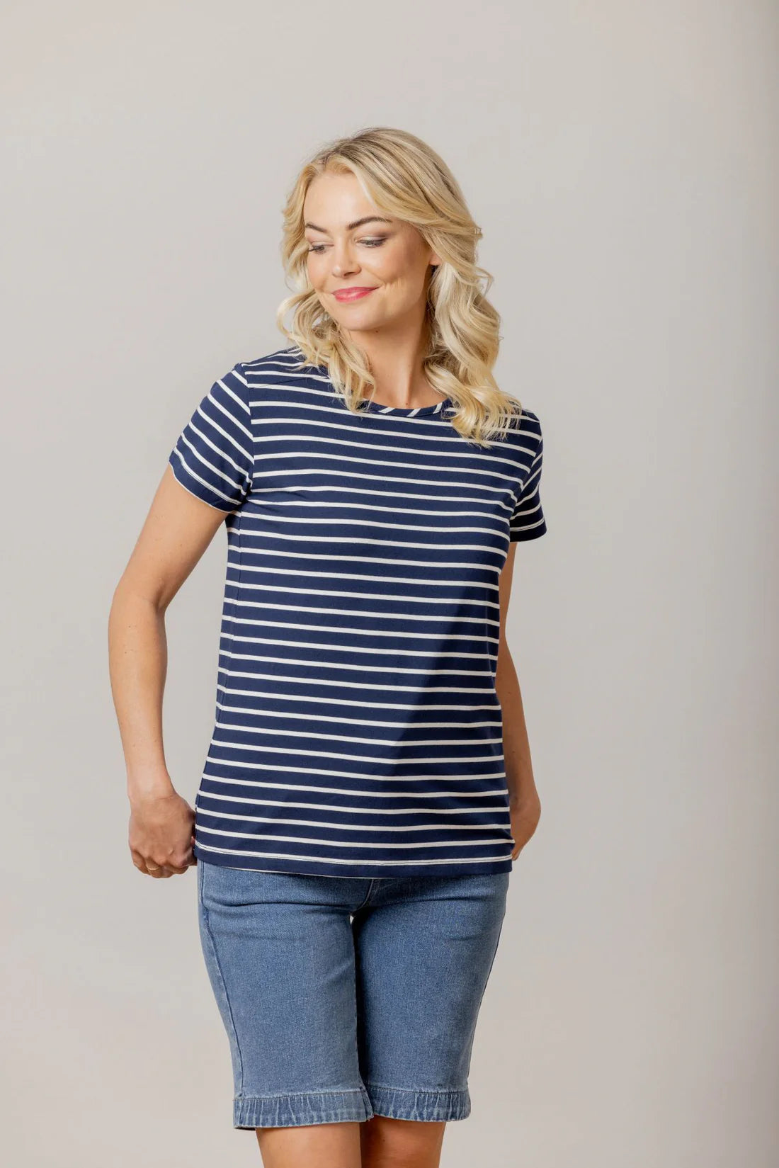 Mi Moso Staple Tee - Navy Stripe