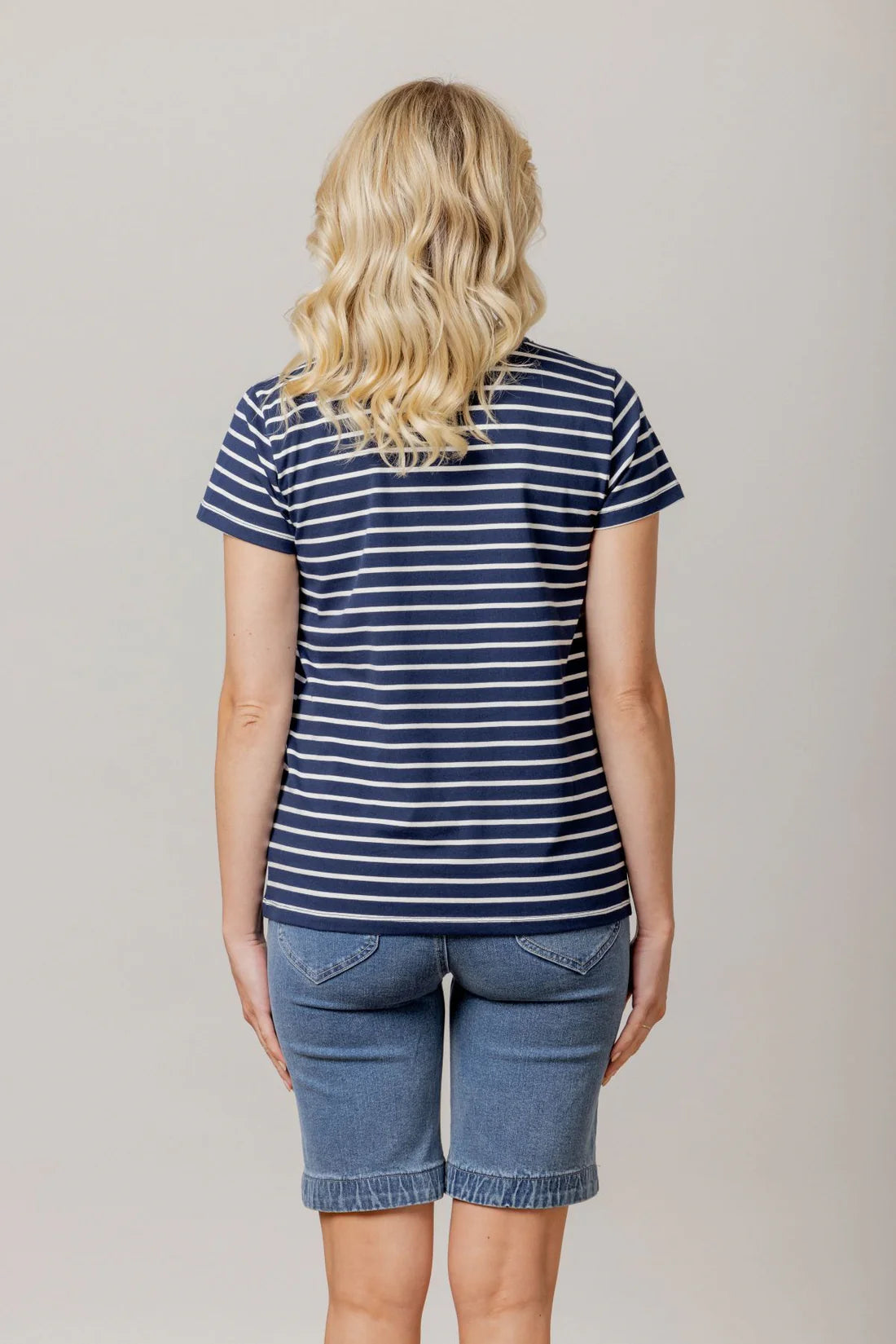 Mi Moso Staple Tee - Navy Stripe