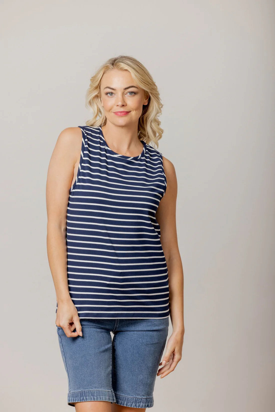 Mi Moso Staple Tank - Navy /White Stripe