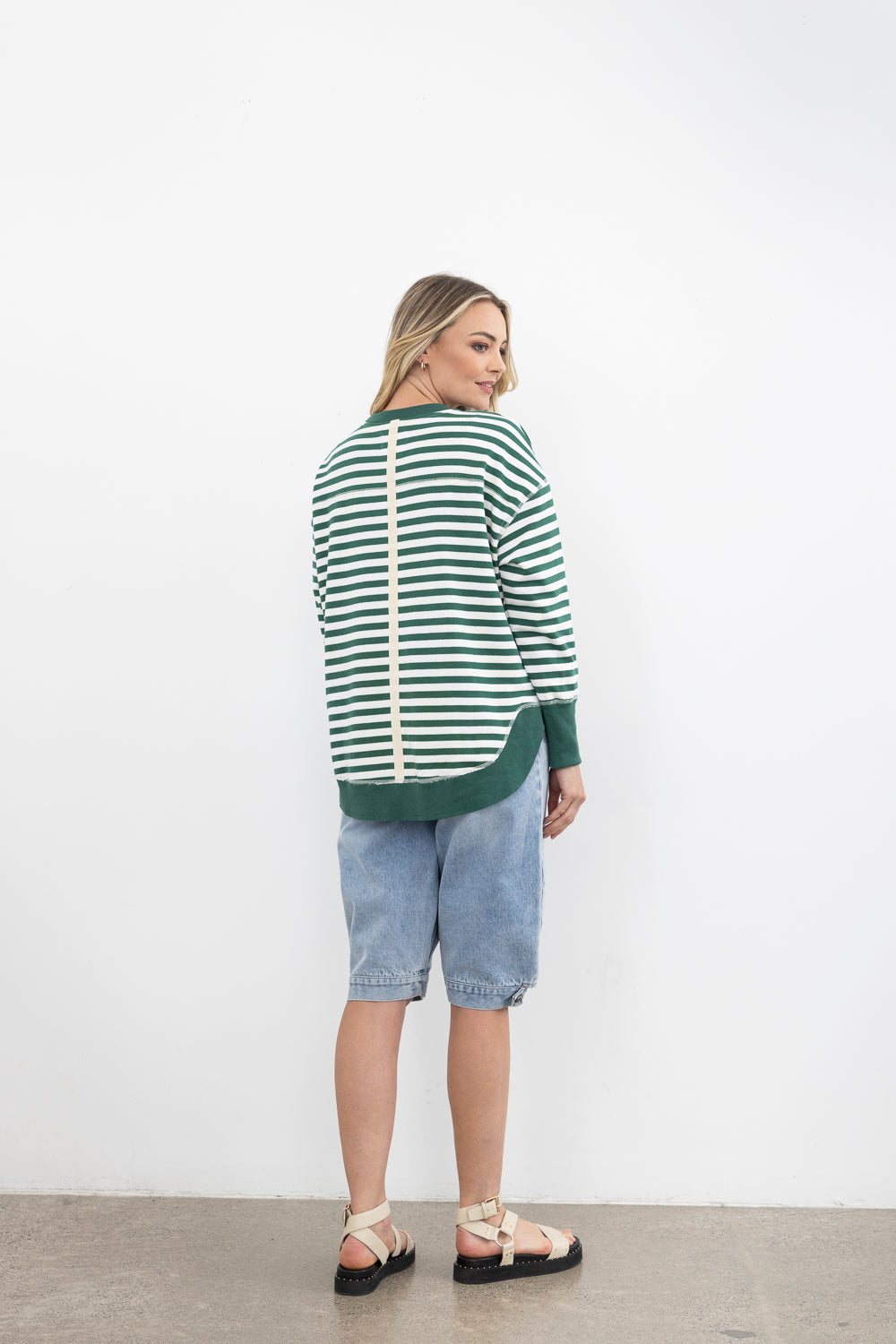 Moss Striped Sweat - Green