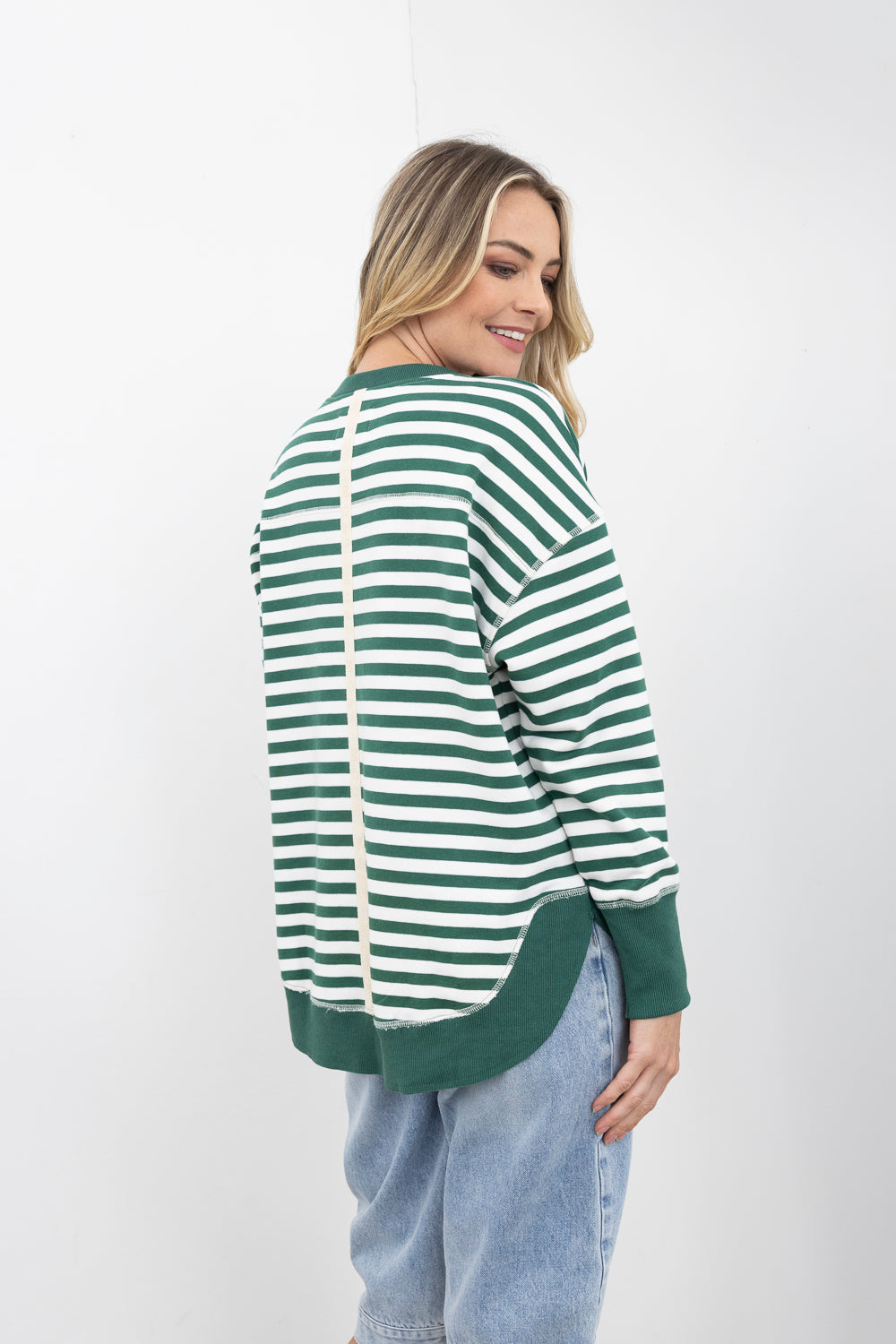 Moss Striped Sweat - Green