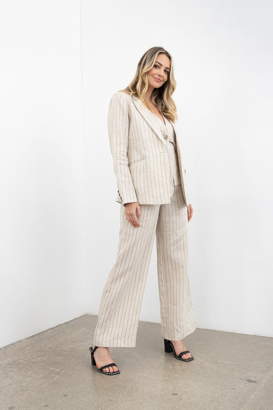 Moss Summer Tate  Pant - Natural Stripe