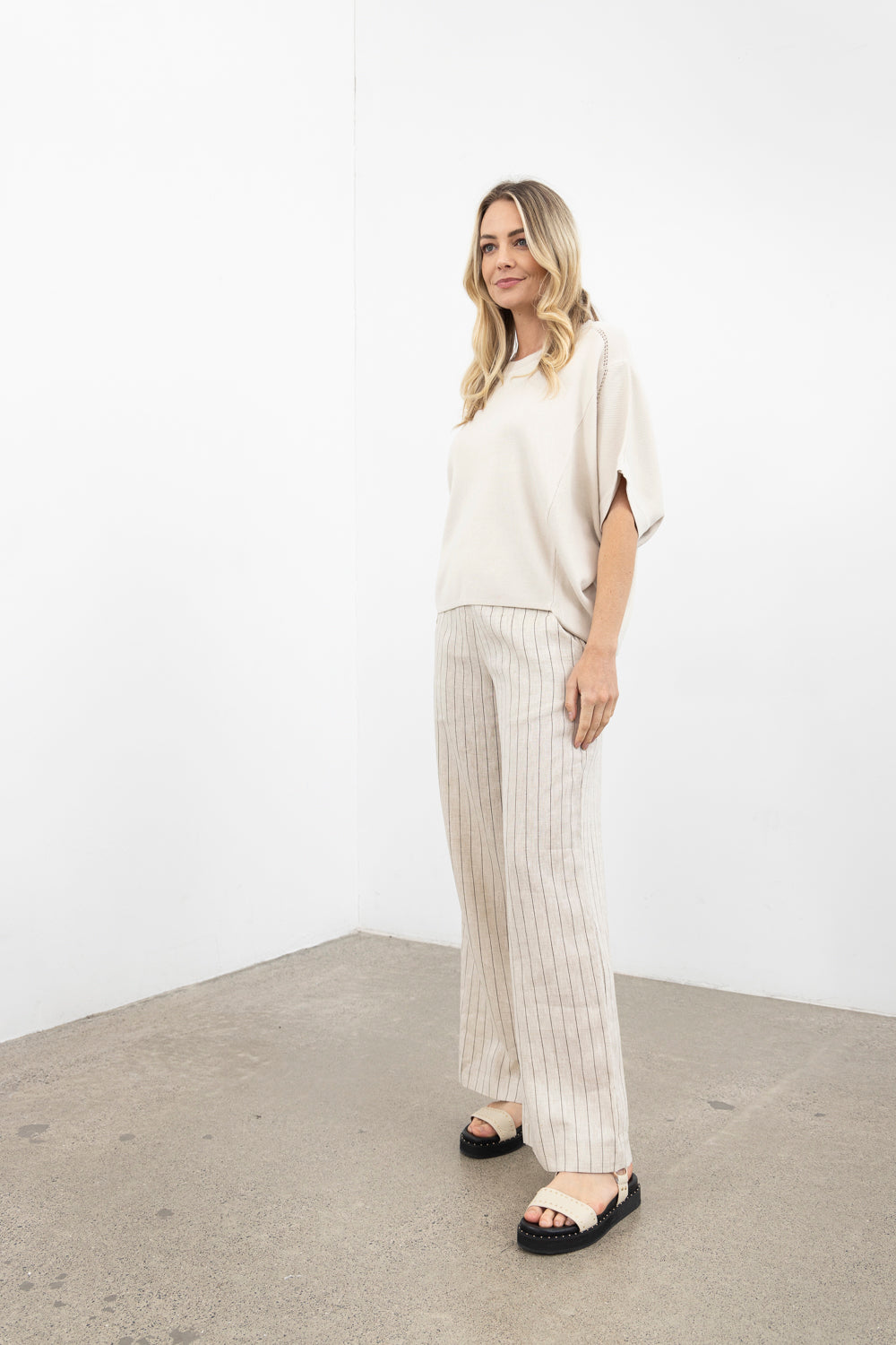 Moss Summer Tate  Pant - Natural Stripe