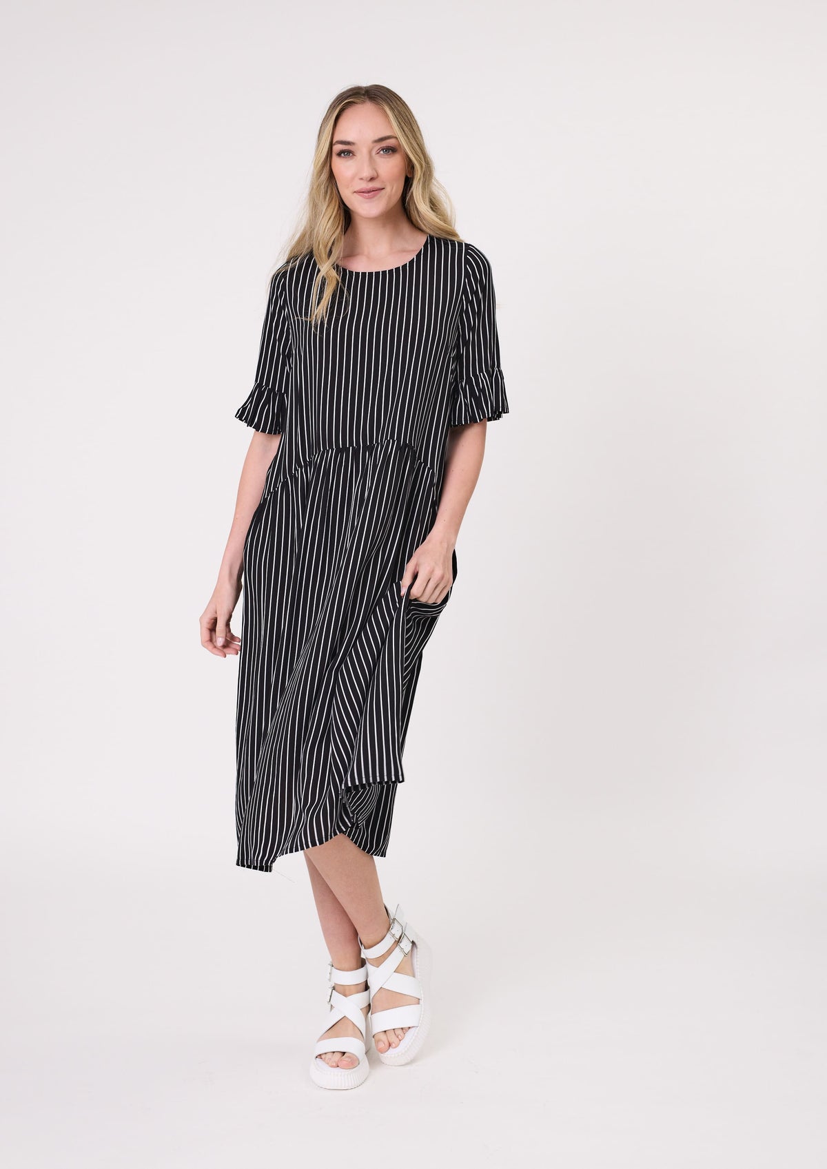 Lemon Tree Madonna Dress - Black/White Stripe