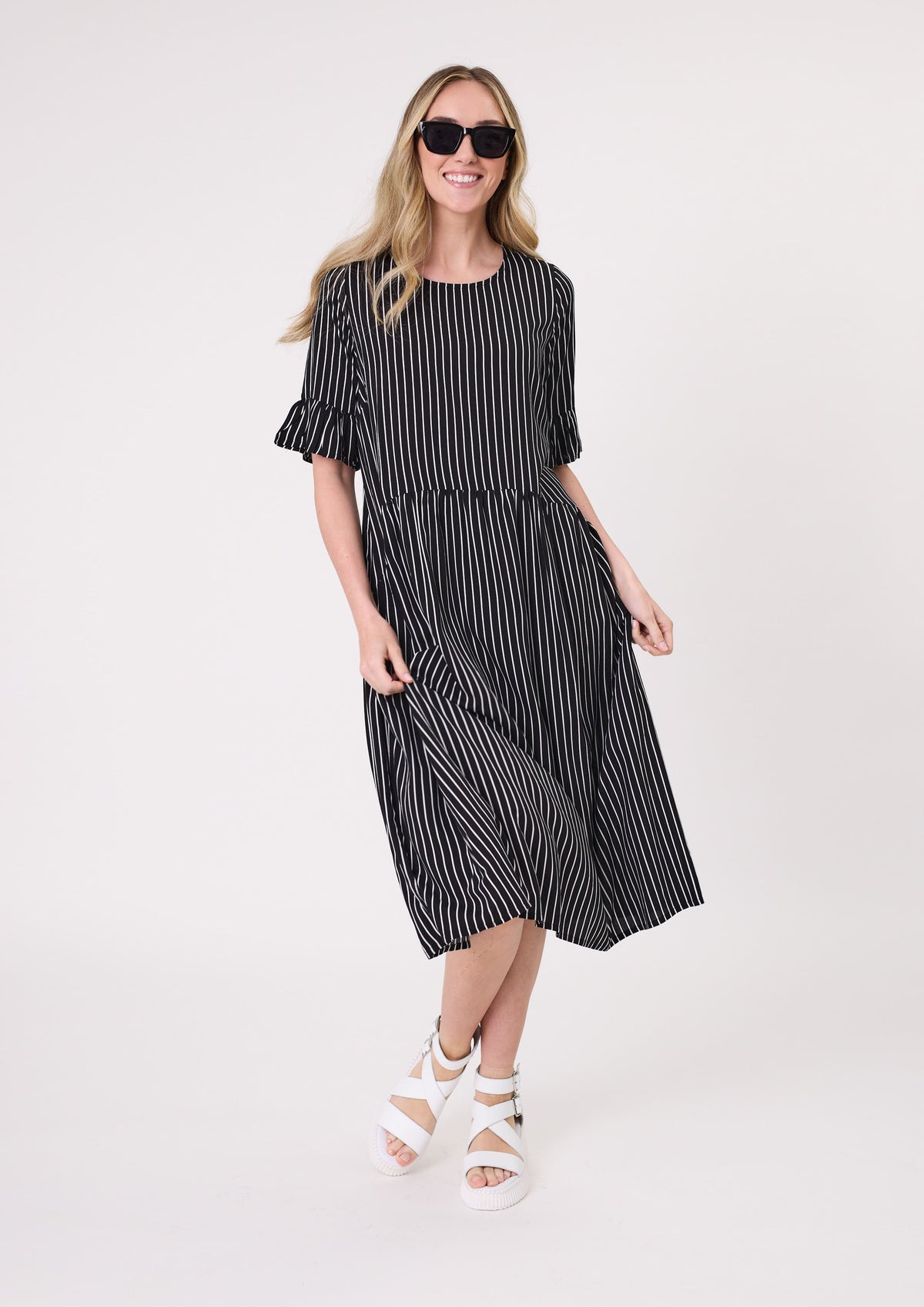 Lemon Tree Madonna Dress - Black/White Stripe