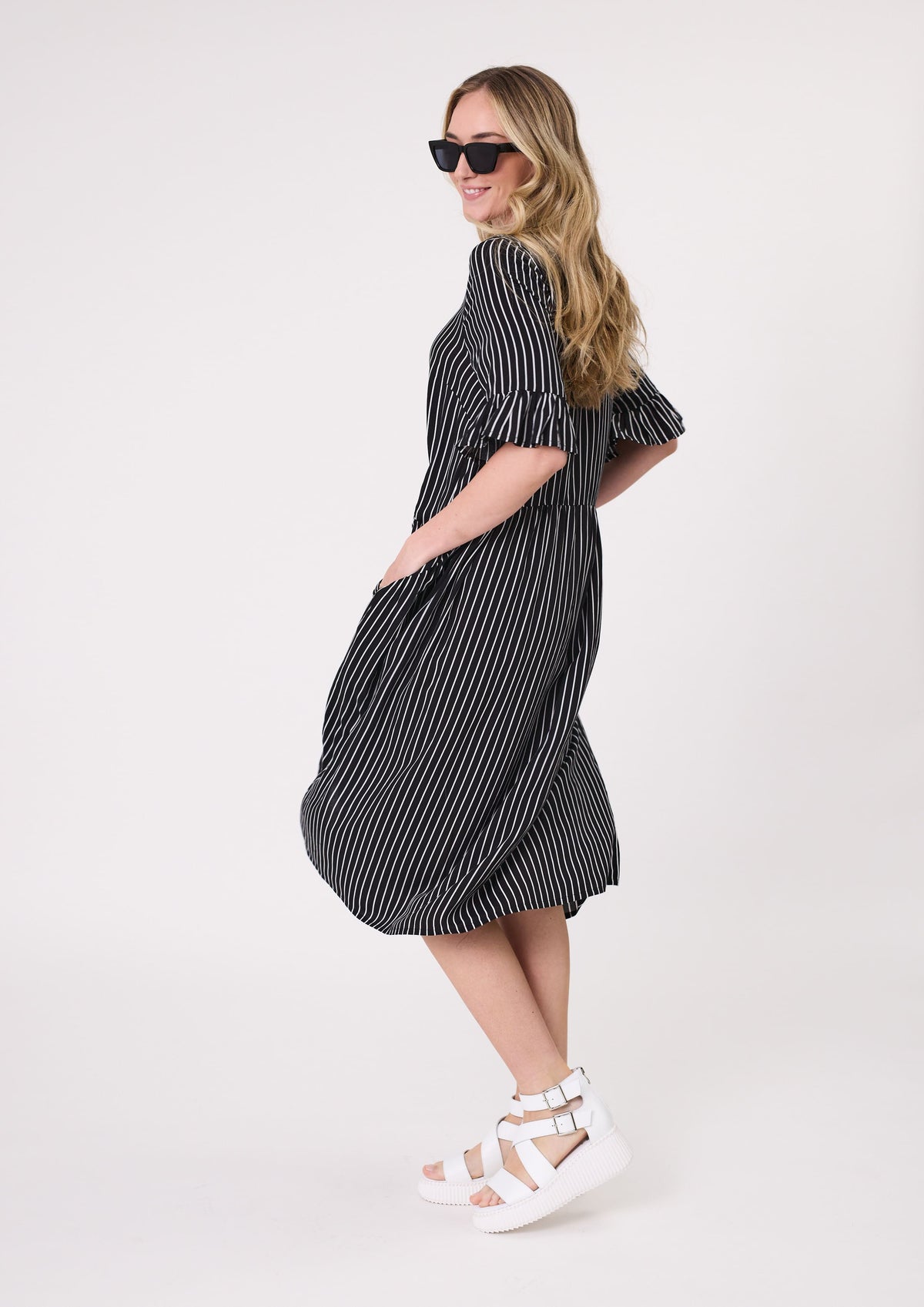 Lemon Tree Madonna Dress - Black/White Stripe