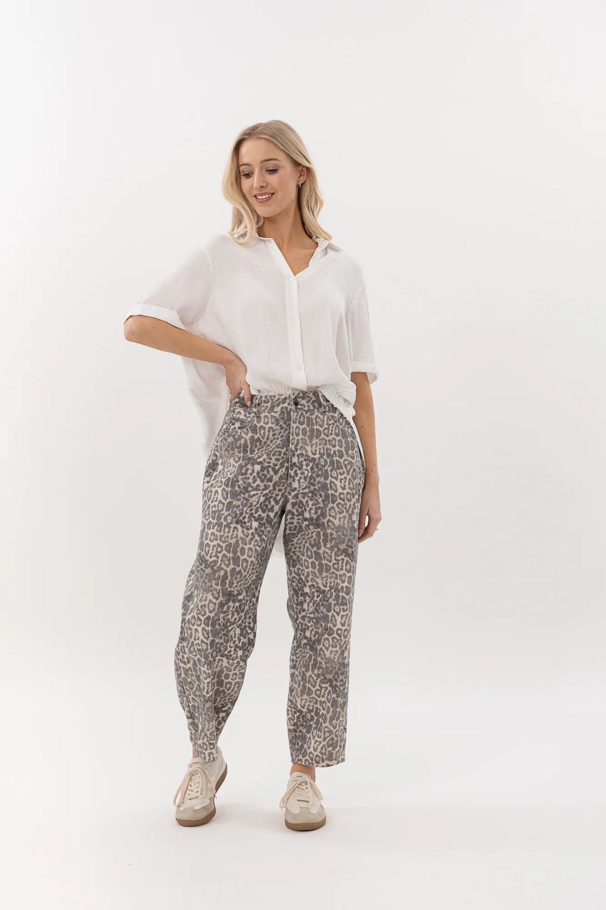 Mi Moso Barrel Jean - Leopard