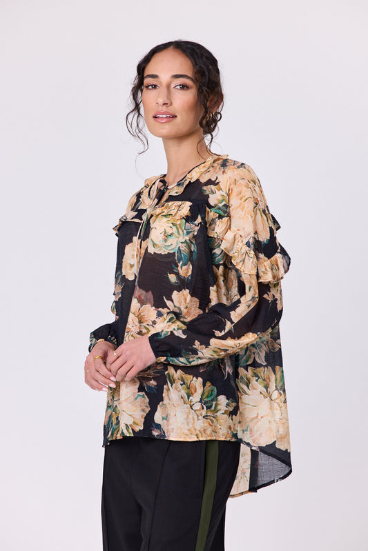 Navy & Co Sway Blouse - Black Floral
