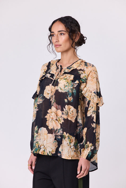 Navy & Co Sway Blouse - Black Floral