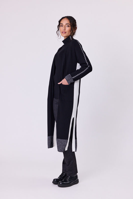 Navy & Co Astral Long Cardigan - Black/Silver
