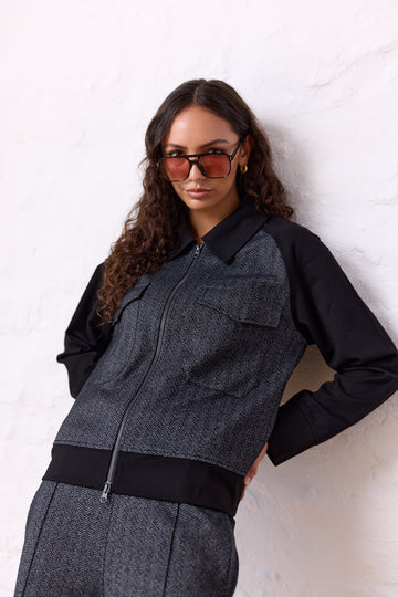 Navy & Co Batten Jacket - Grey Marl/Black