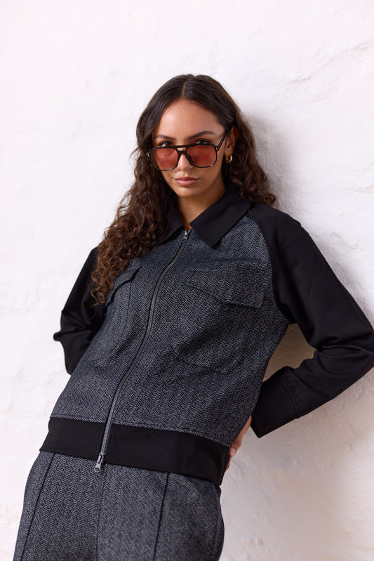 Navy & Co Batten Jacket - Grey Marl/Black