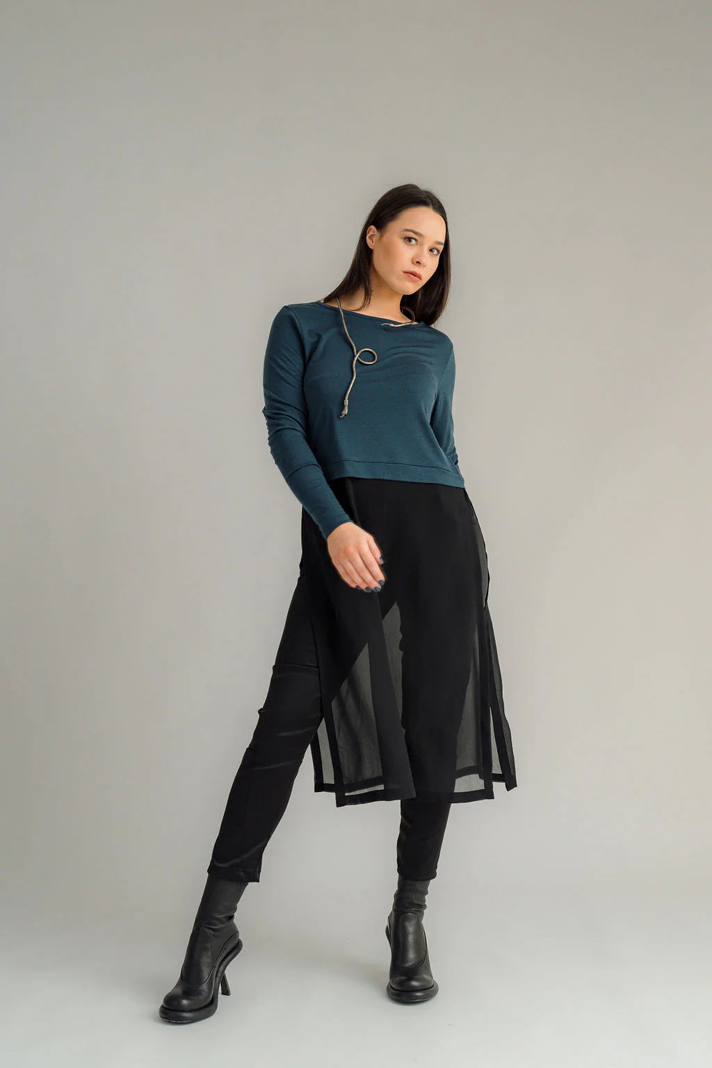 Nes Merino Crossfire Tunic - Steel/Black