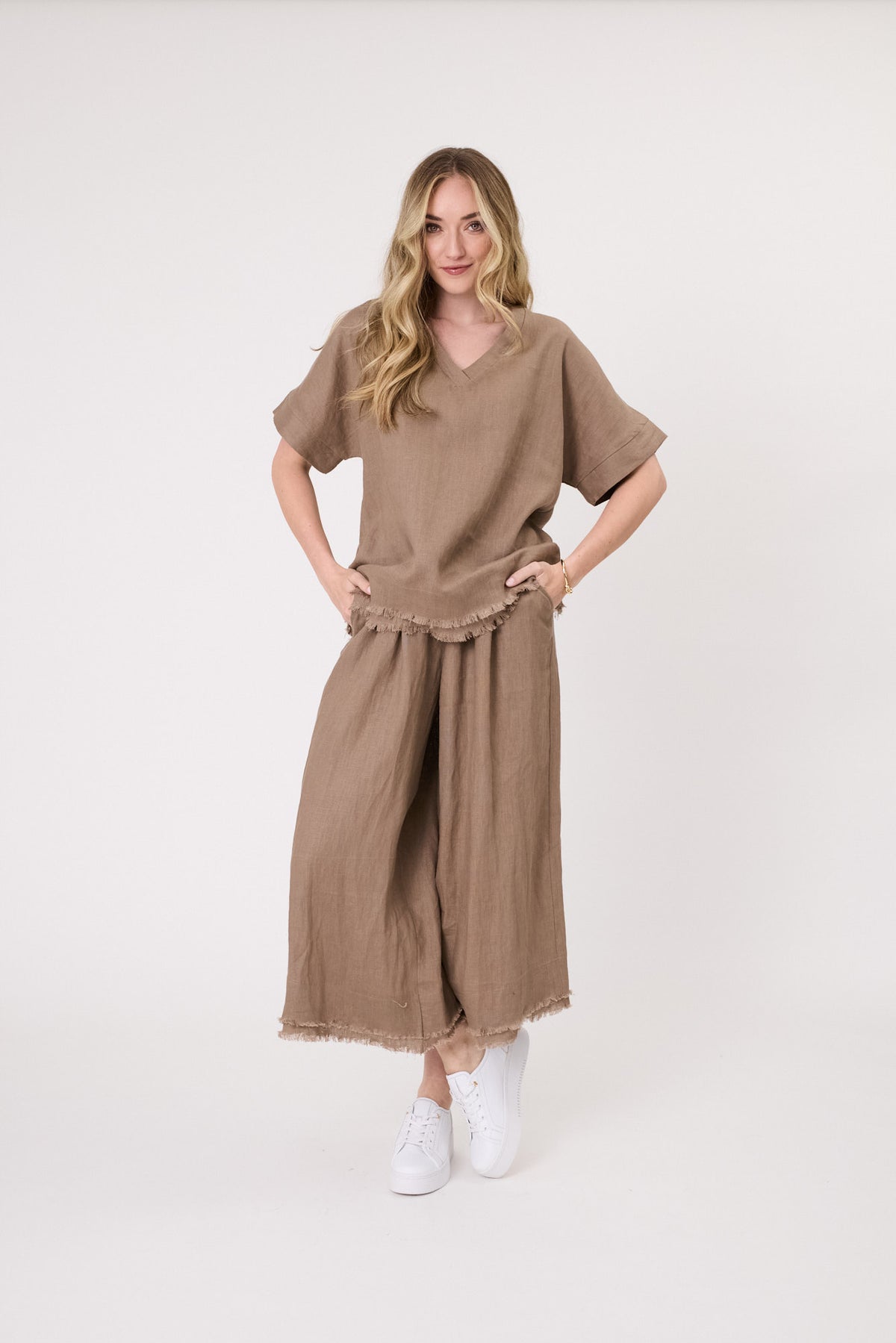 Lemon Tree Nicole Linen Pant - Mocha