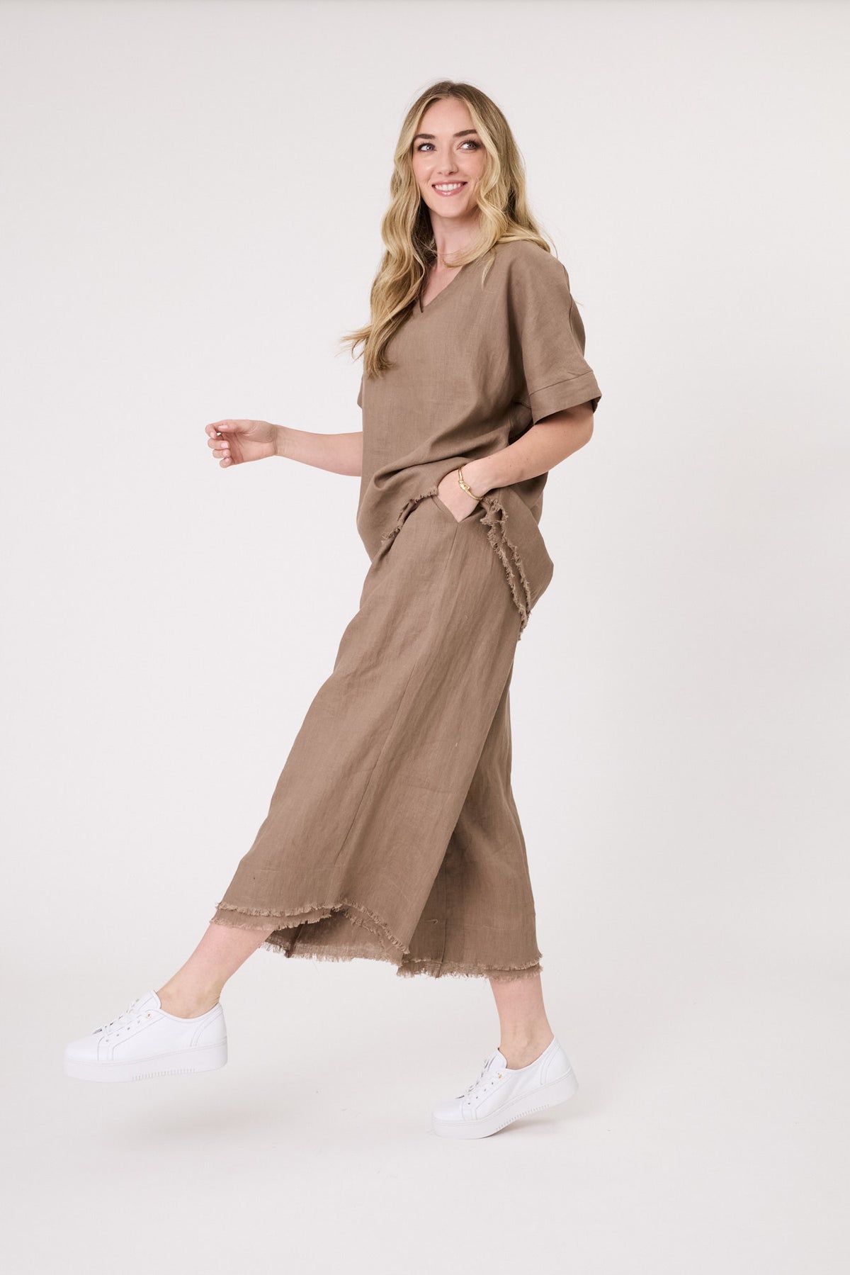 Lemon Tree Nicole Linen Pant - Mocha