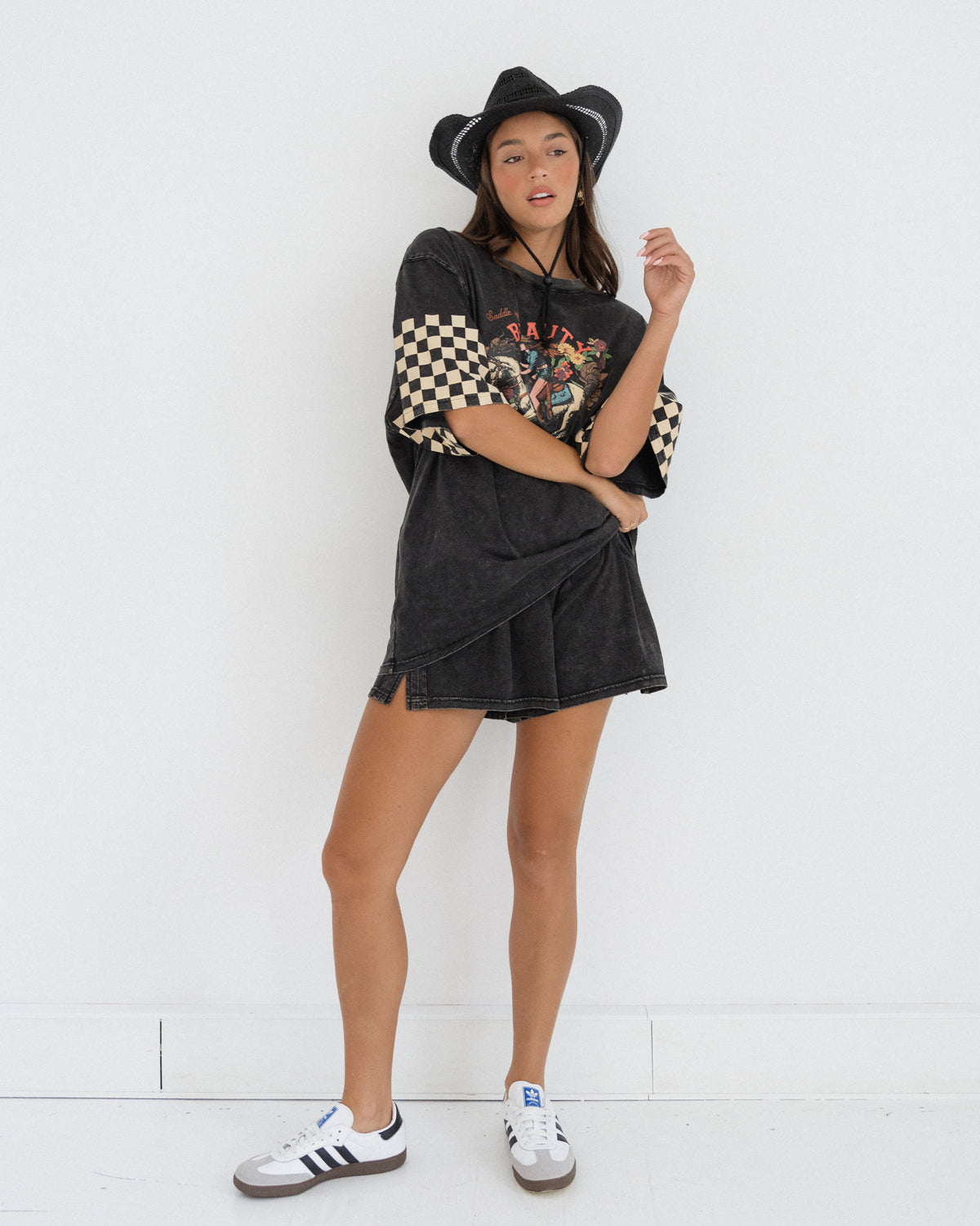 Paper Heart Saddle Up Tee - Washed Black