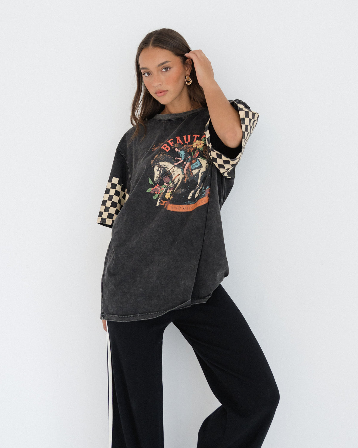 Paper Heart Saddle Up Tee - Washed Black