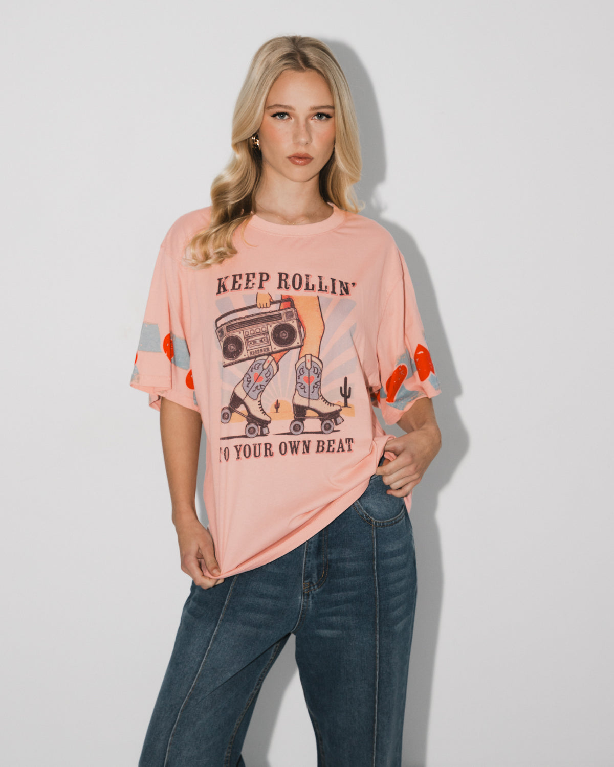 Paper Heart Keep Rollin Tee - Pink