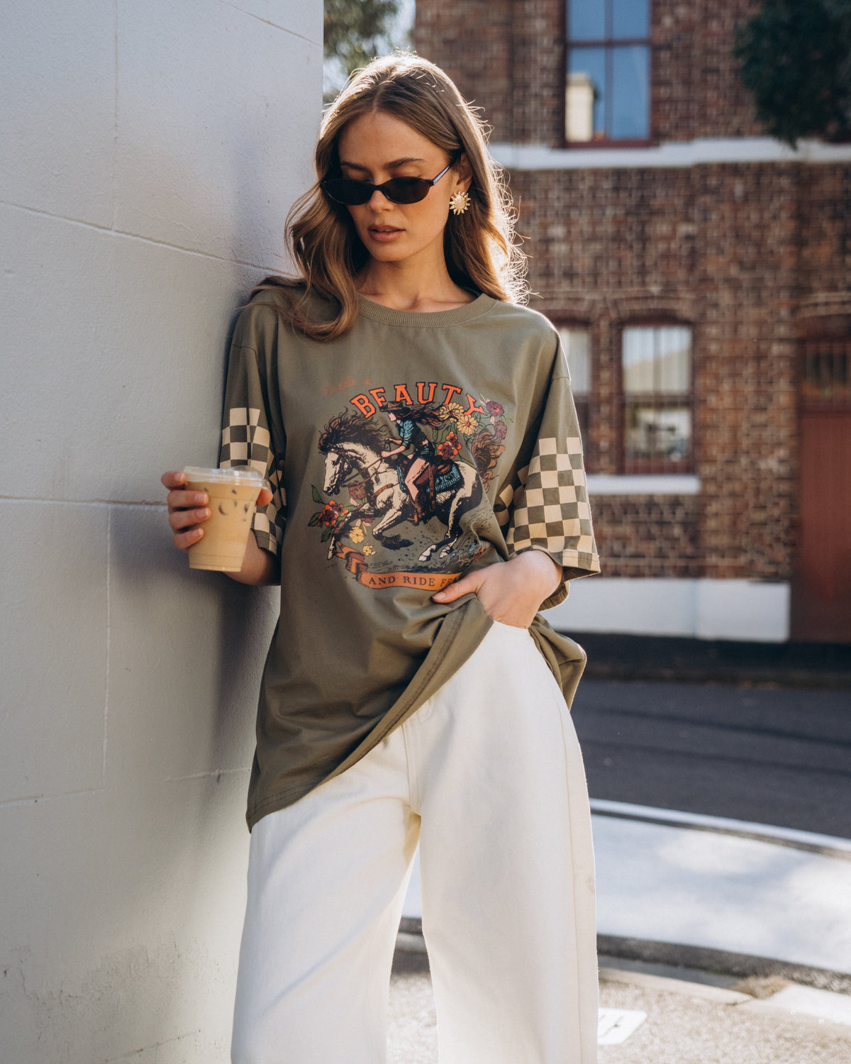 Paper Heart Saddle Up Tee - Khaki