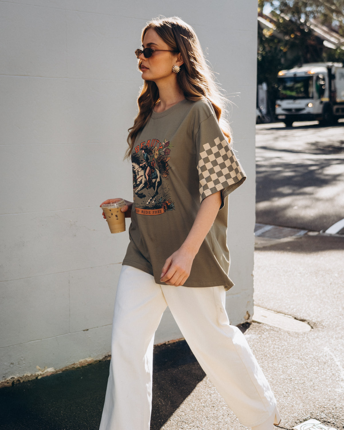 Paper Heart Saddle Up Tee - Khaki