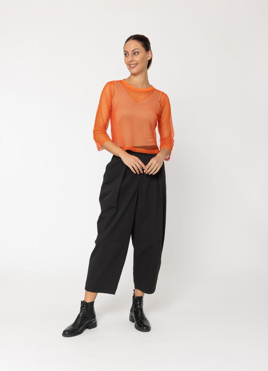 Two By Two Arrow Mesh Top 3/4 Sleeve - Orange