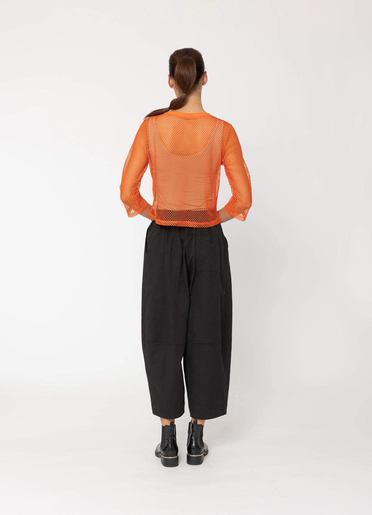 Two By Two Arrow Mesh Top 3/4 Sleeve - Orange