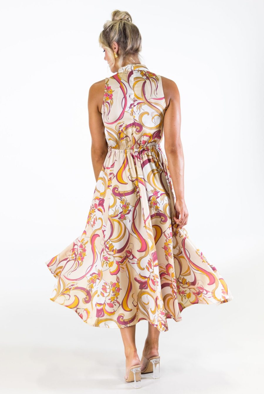 Bel Vestito Roma Pannelled Midaxi Dress - Pink Paisley
