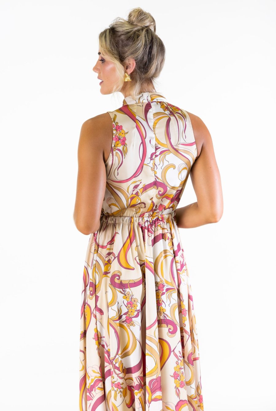 Bel Vestito Roma Pannelled Midaxi Dress - Pink Paisley