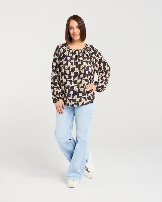 Seduce Gloria Top - Golden Grid