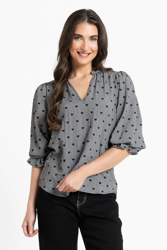 Seeking Lola Graceful Top- Black Heart