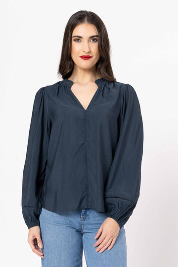 Seeking Lola Sylvie Top - Steel Navy