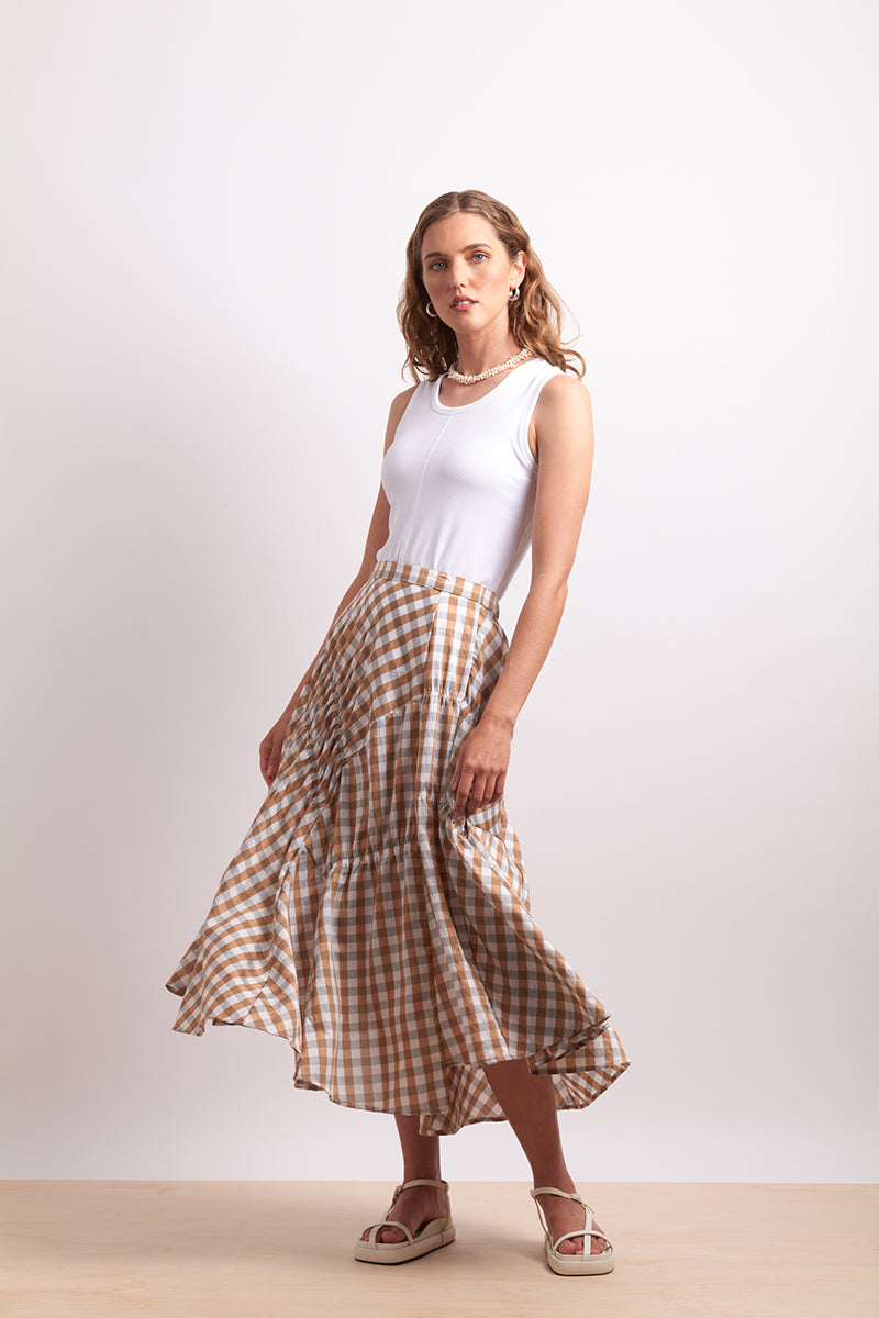 Neris In Stitches Skirt - Sand Check
