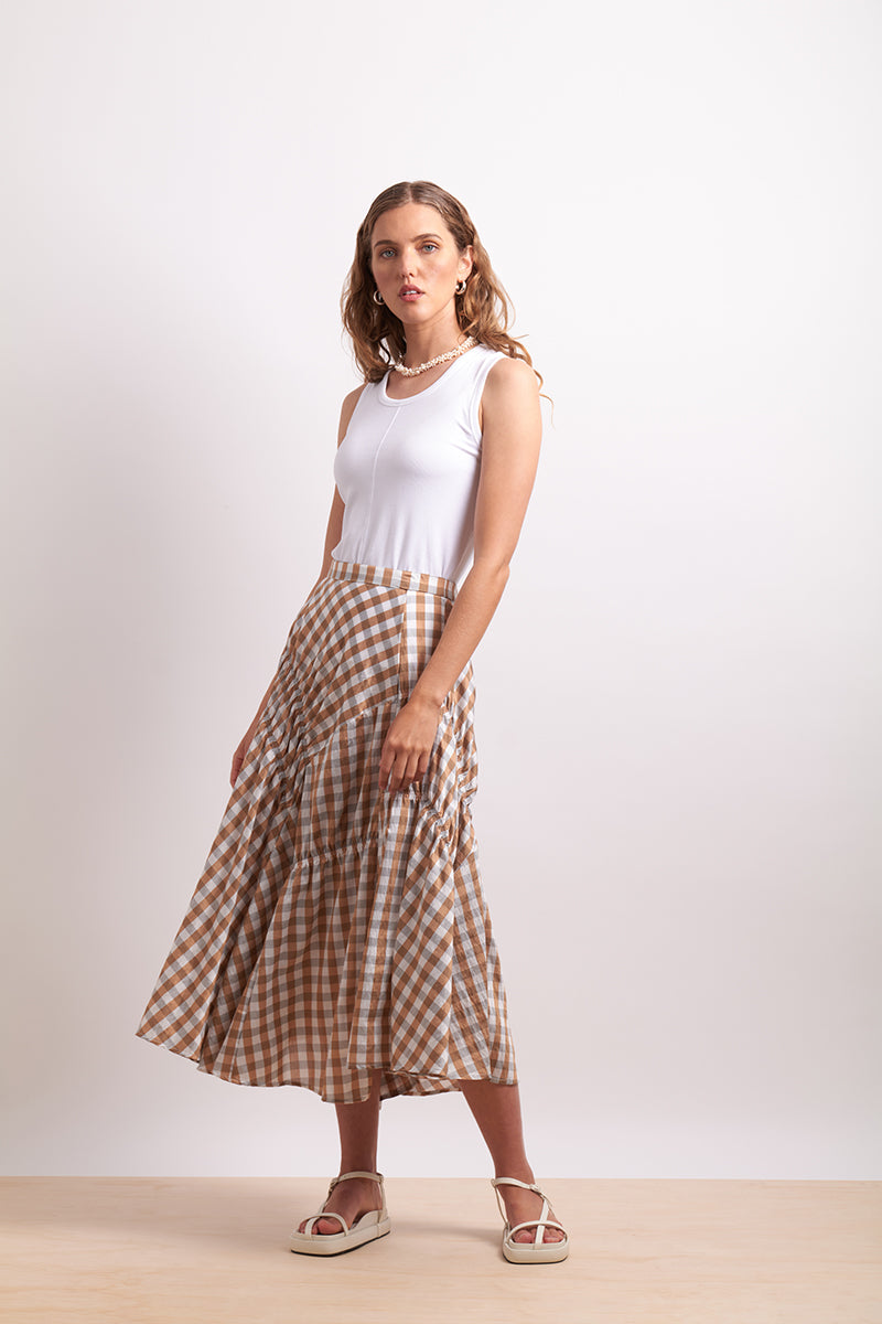 Neris In Stitches Skirt - Sand Check