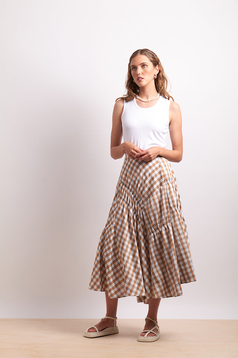 Neris In Stitches Skirt - Sand Check
