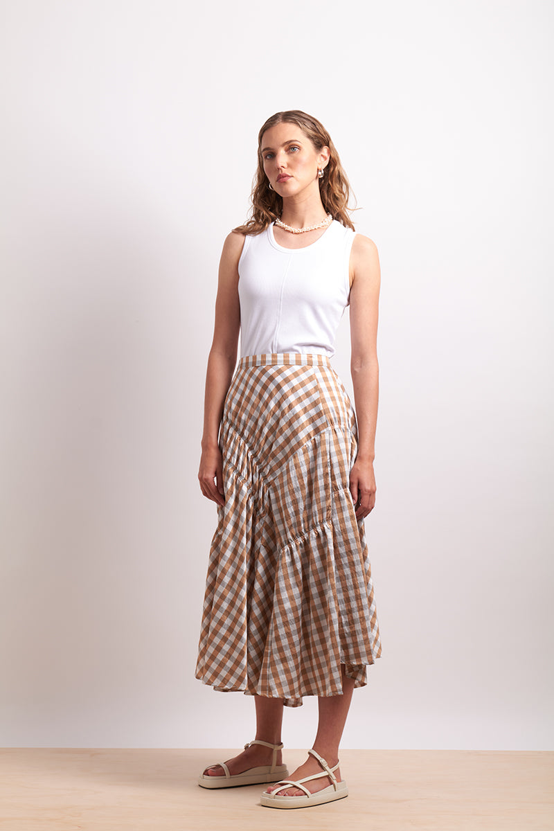 Neris In Stitches Skirt - Sand Check